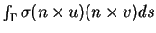 $\int_\Gamma \sigma (n \times u) (n \times v) ds$